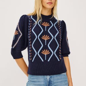 ADDY SWEATER - FLORAL CABLES