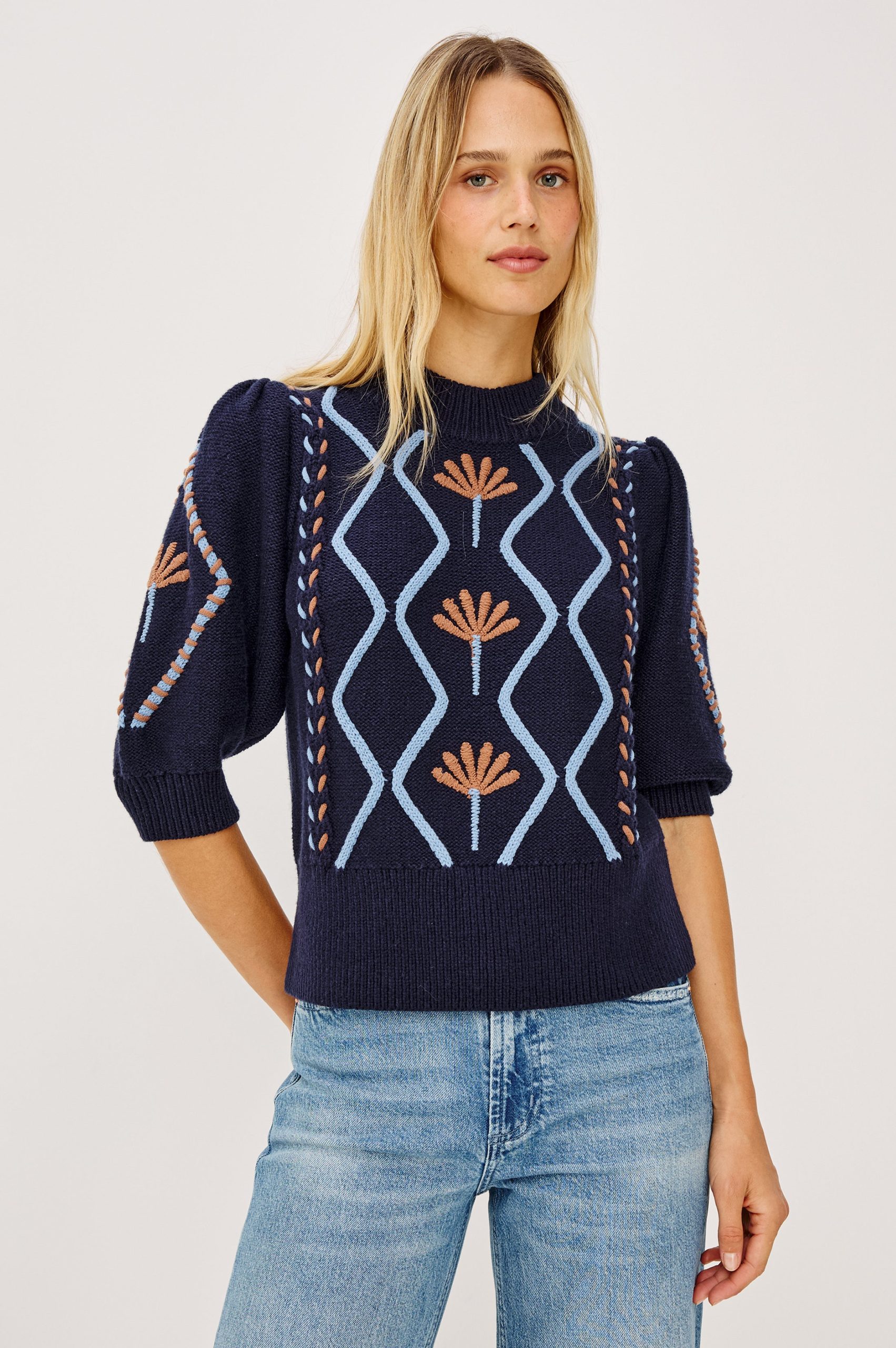 ADDY SWEATER - FLORAL CABLES