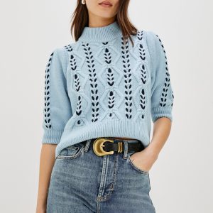 ADDY SWEATER - SKY NAVY CABLES