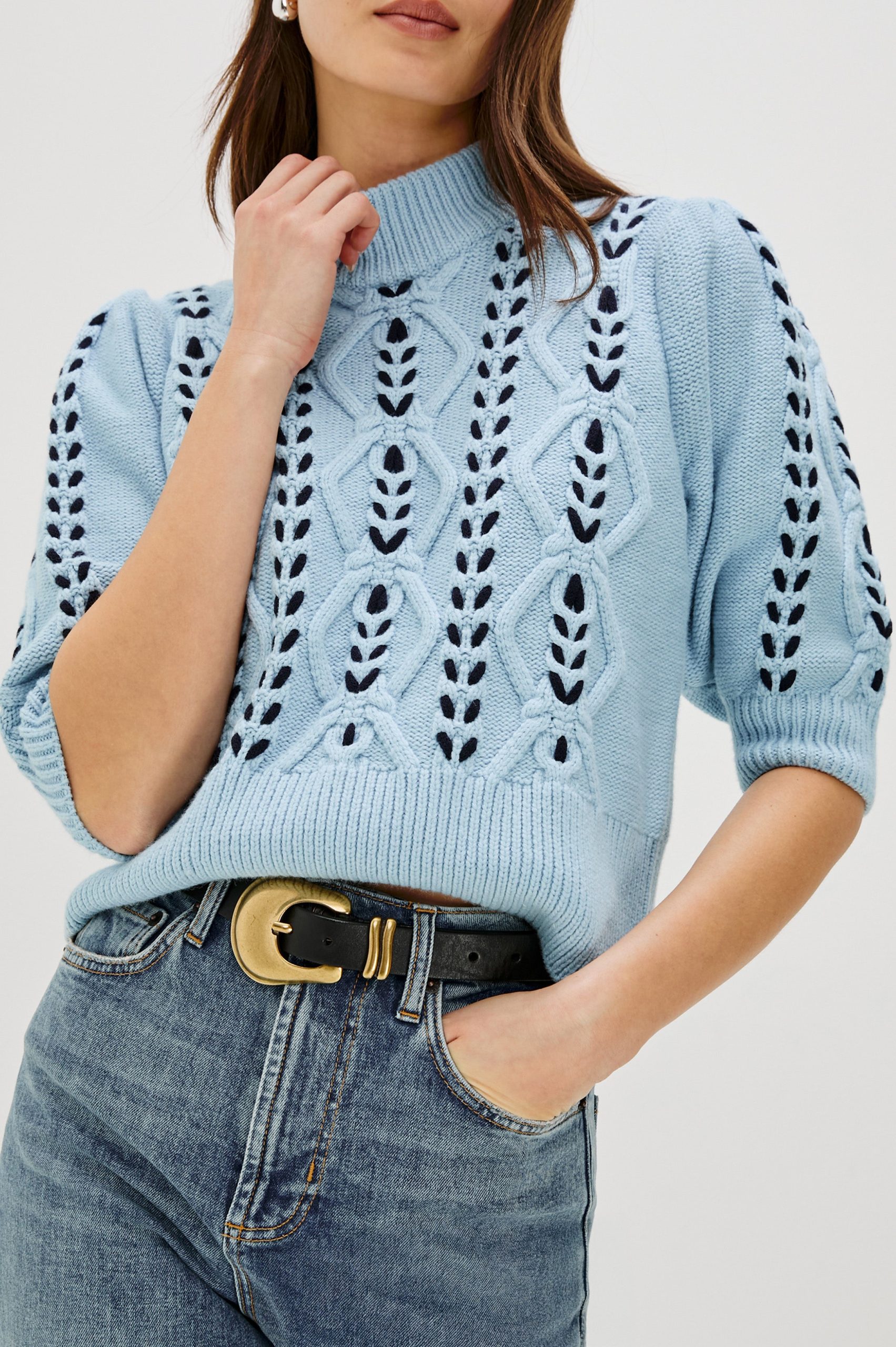 ADDY SWEATER - SKY NAVY CABLES - Image 2