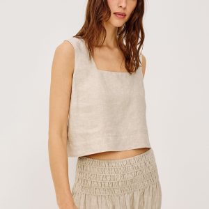 AKIRA TOP - HEATHERED FLAX
