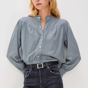 ALANNA SHIRT - STONE BLUE CHECK