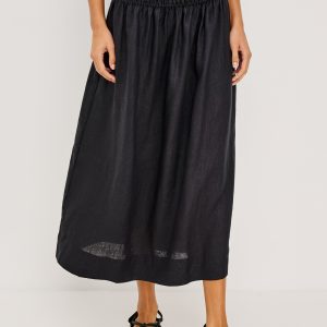 ALESSA SKIRT - BLACK LINEN
