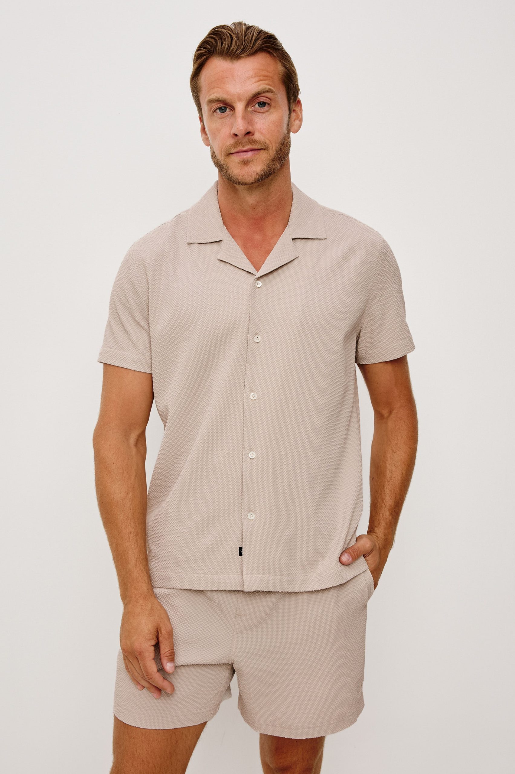 AMALFI SHIRT - KHAKI CHECK SEERSUCKER - Image 5