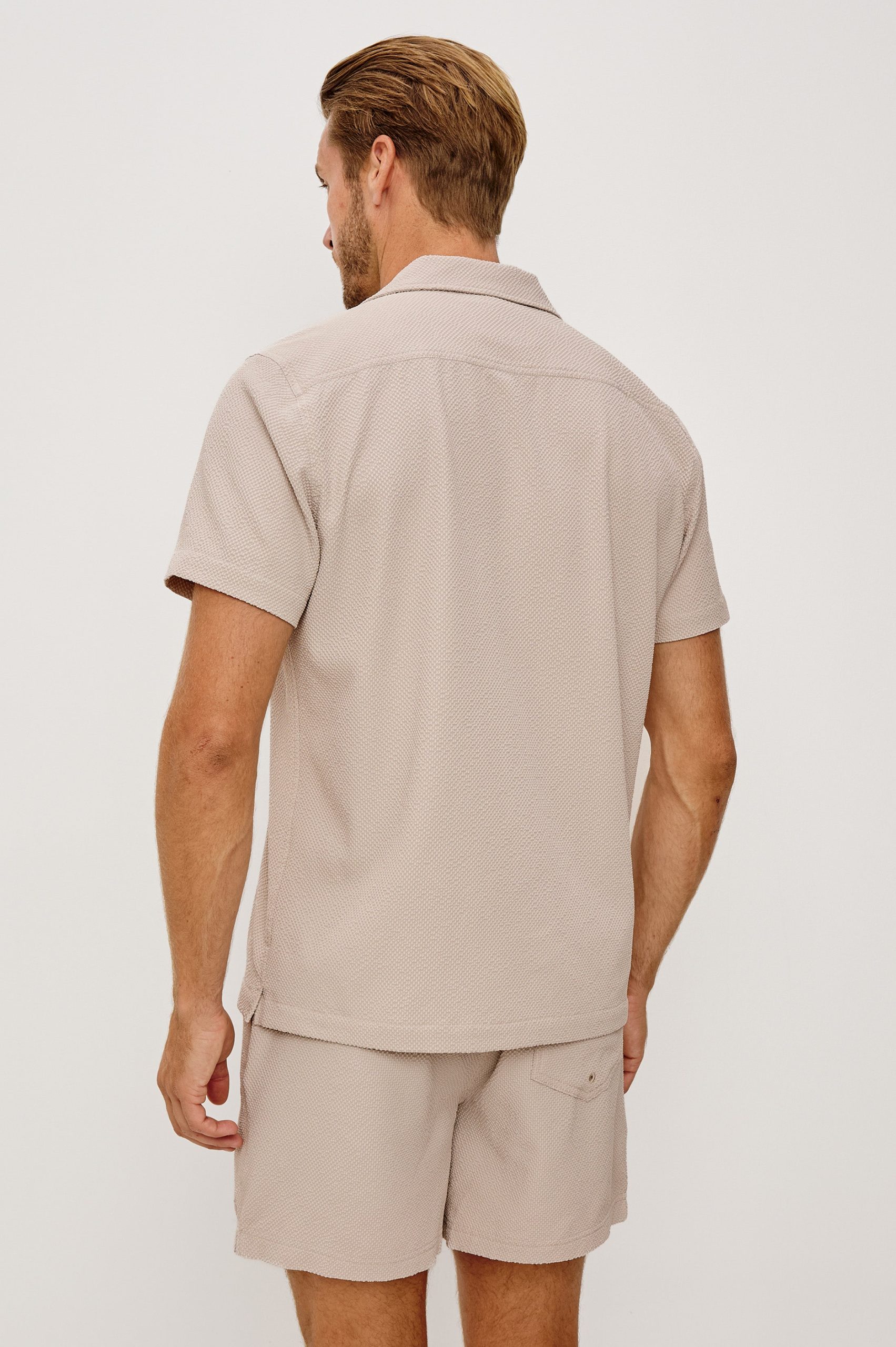 AMALFI SHIRT - KHAKI CHECK SEERSUCKER - Image 4