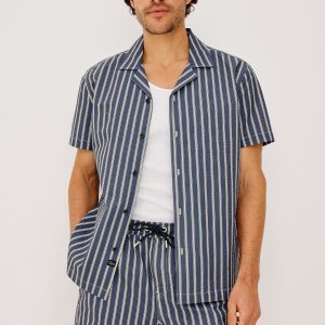 AMALFI SHIRT - NAVY CREAM STRIPE