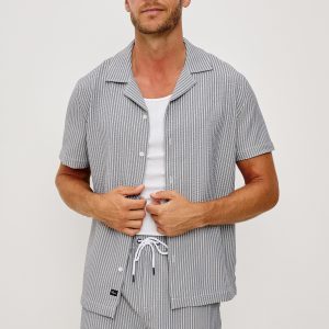 AMALFI SHIRT - NAVY DECK STRIPE