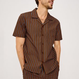 AMALFI SHIRT - RUST NAVY STRIPE