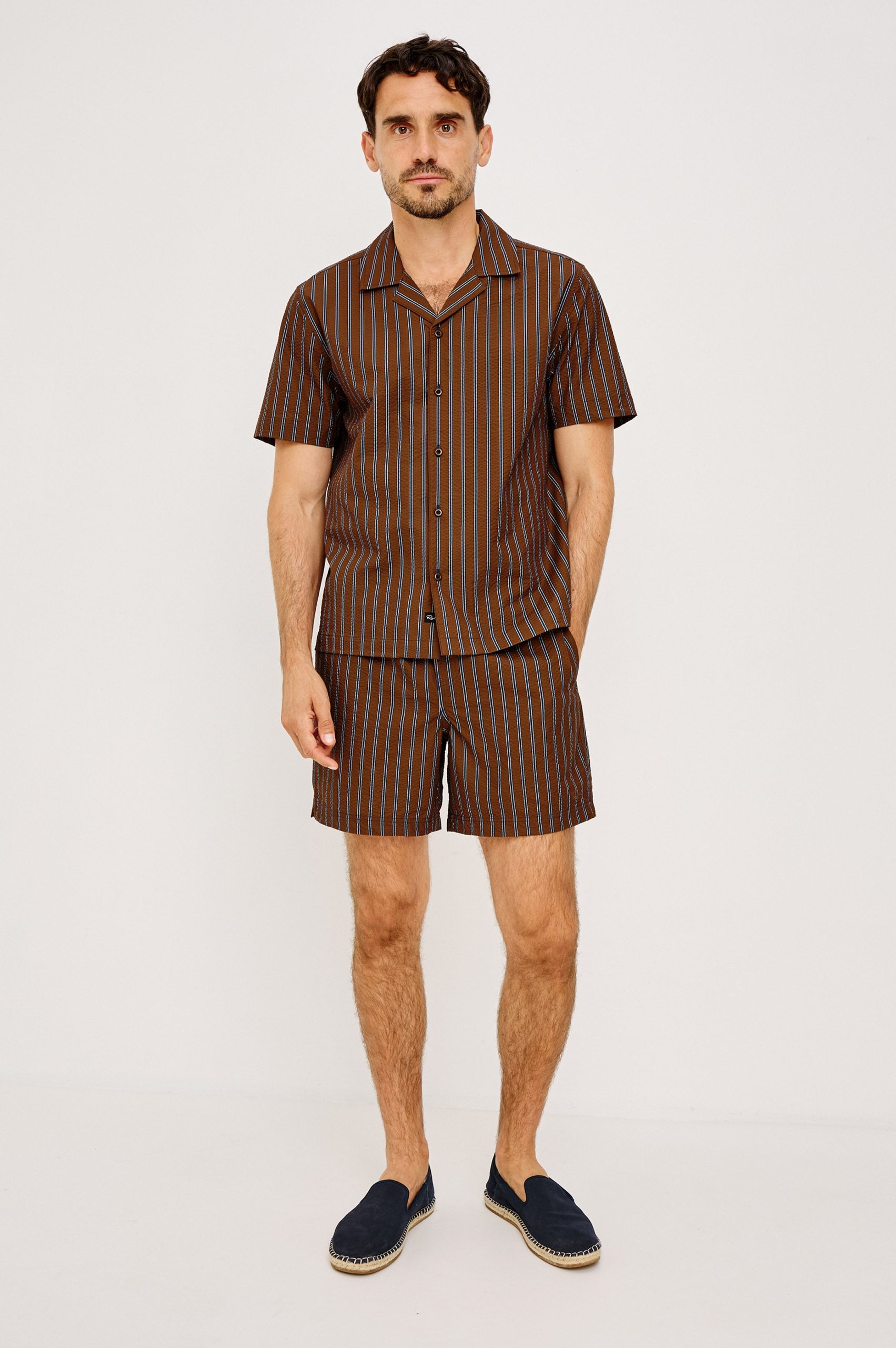 AMALFI SHIRT - RUST NAVY STRIPE - Image 3