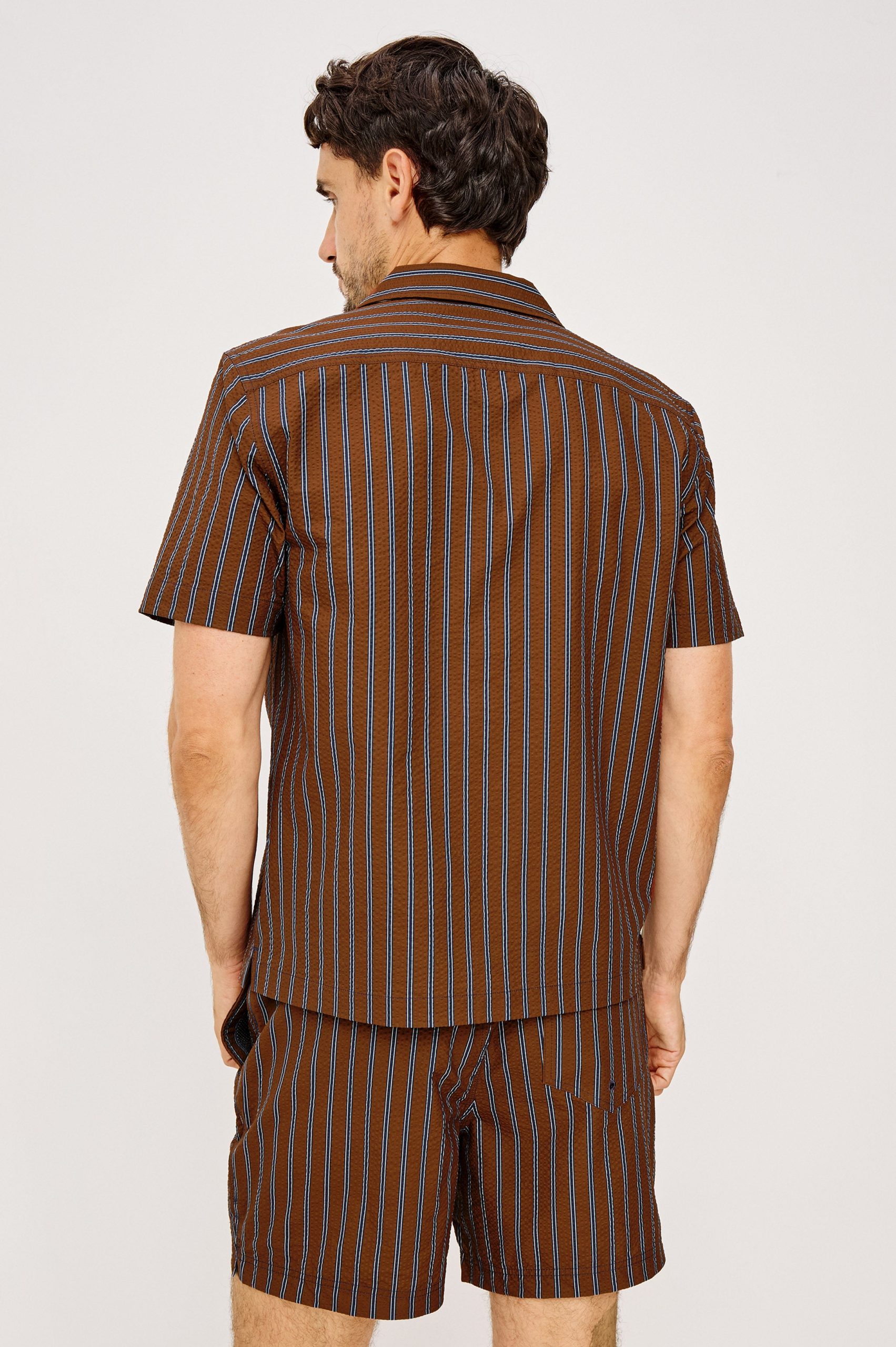 AMALFI SHIRT - RUST NAVY STRIPE - Image 4