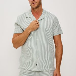 AMALFI SHIRT - SAGE WHITE SEERSUCKER