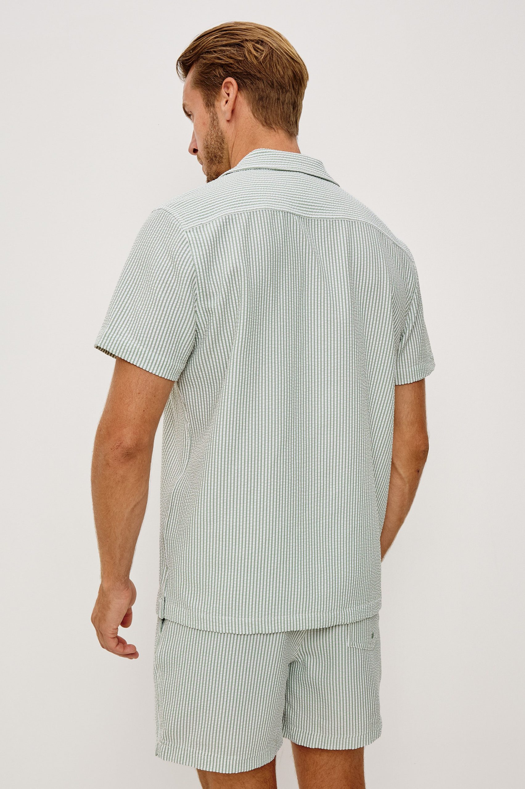 AMALFI SHIRT - SAGE WHITE SEERSUCKER - Image 5