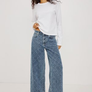 ANGELENO WIDE LEG CROP - DARK DIAMOND DISTRESS