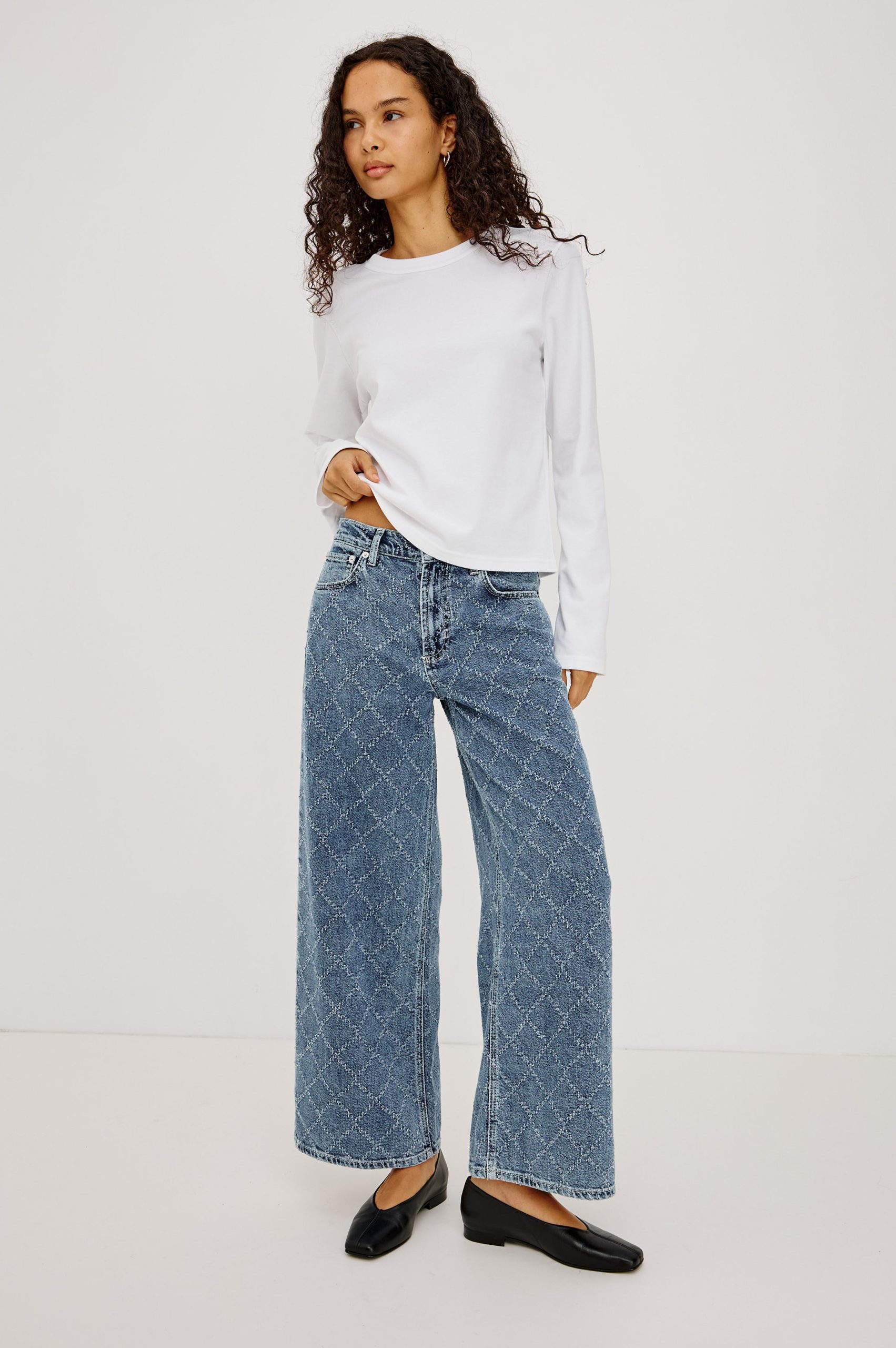 ANGELENO WIDE LEG CROP - DARK DIAMOND DISTRESS