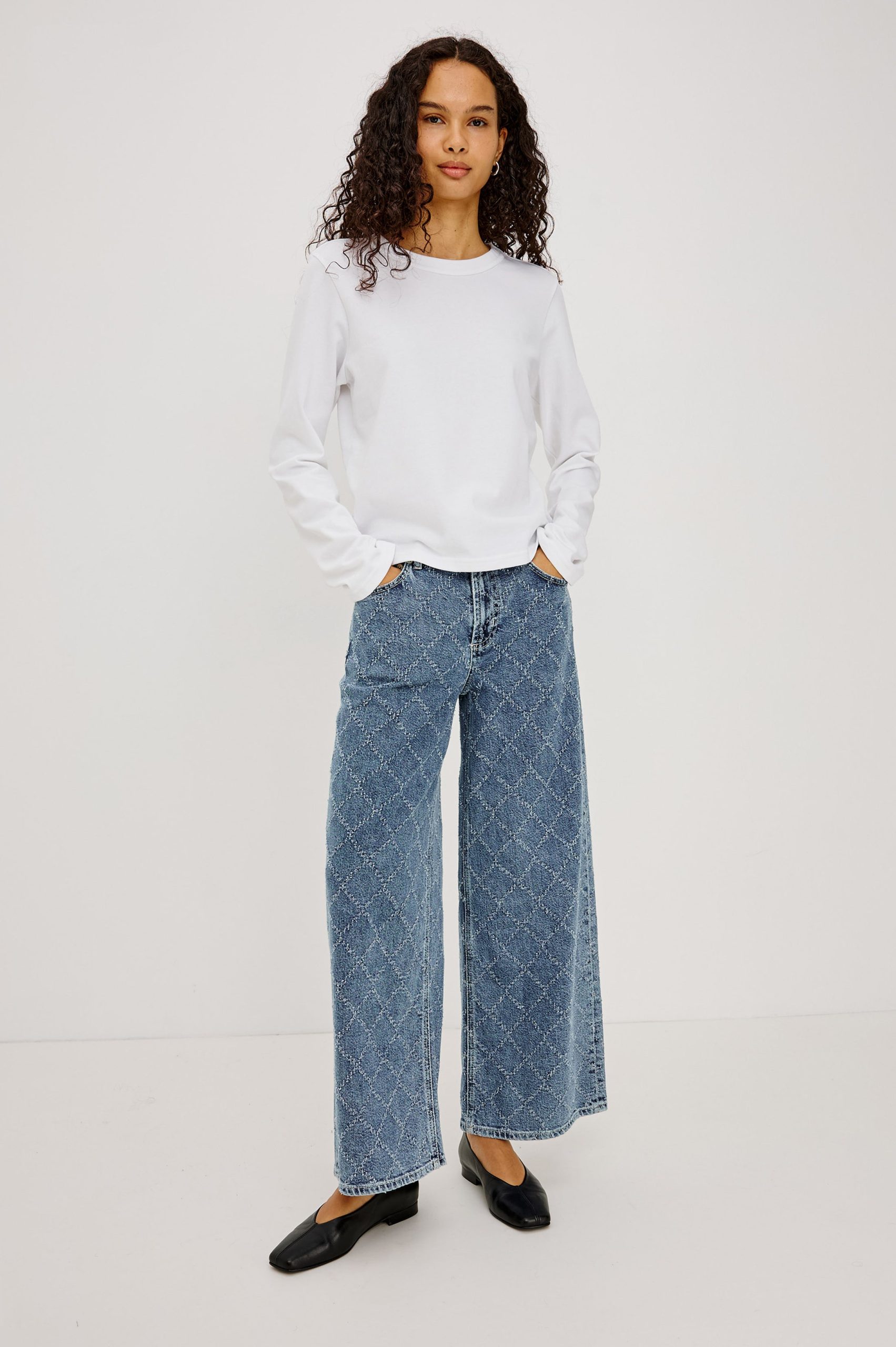 ANGELENO WIDE LEG CROP - DARK DIAMOND DISTRESS - Image 3