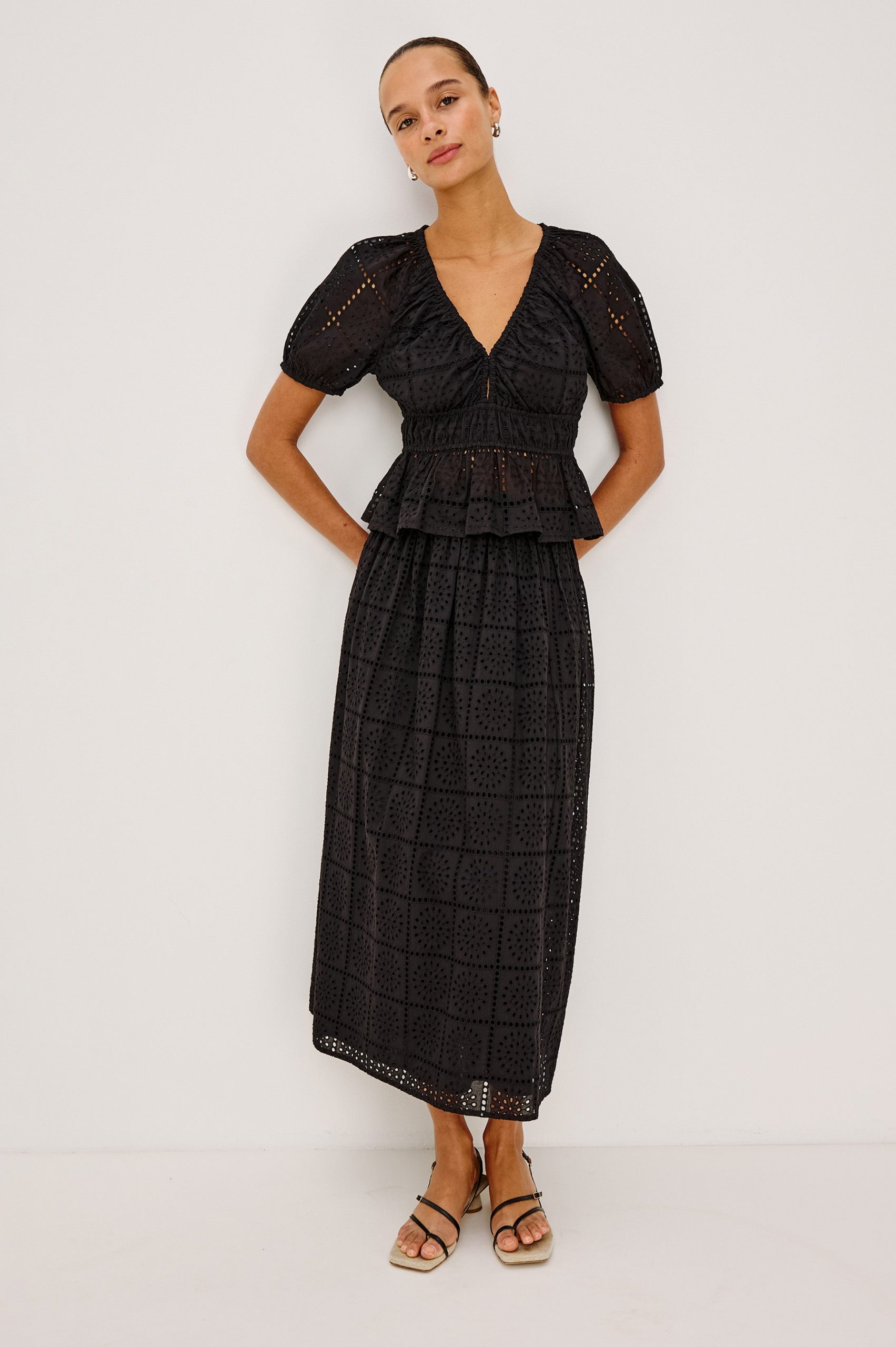 ARGENTA TOP - BLACK GRID EMBROIDERY - Image 3