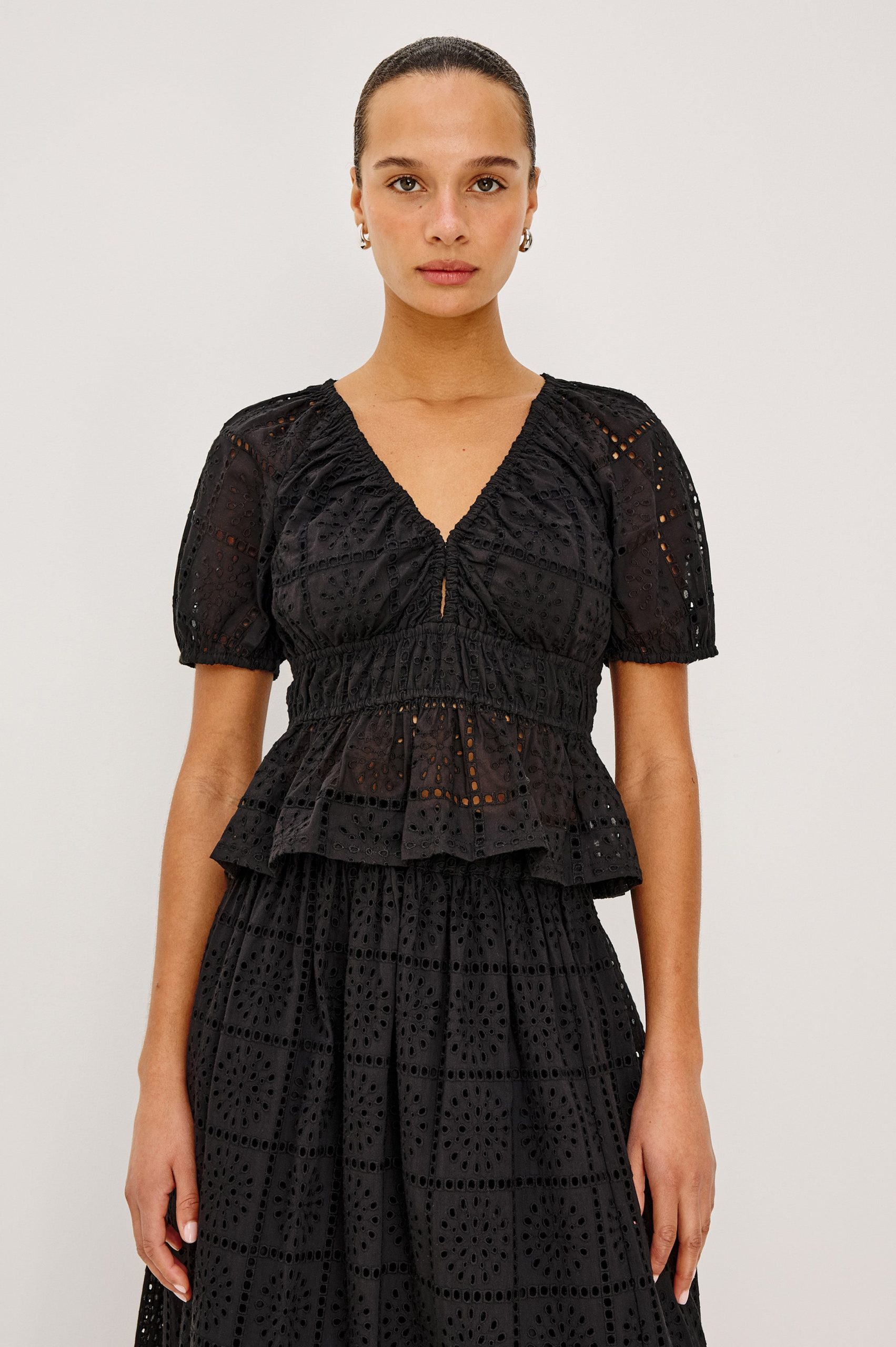 ARGENTA TOP - BLACK GRID EMBROIDERY - Image 4