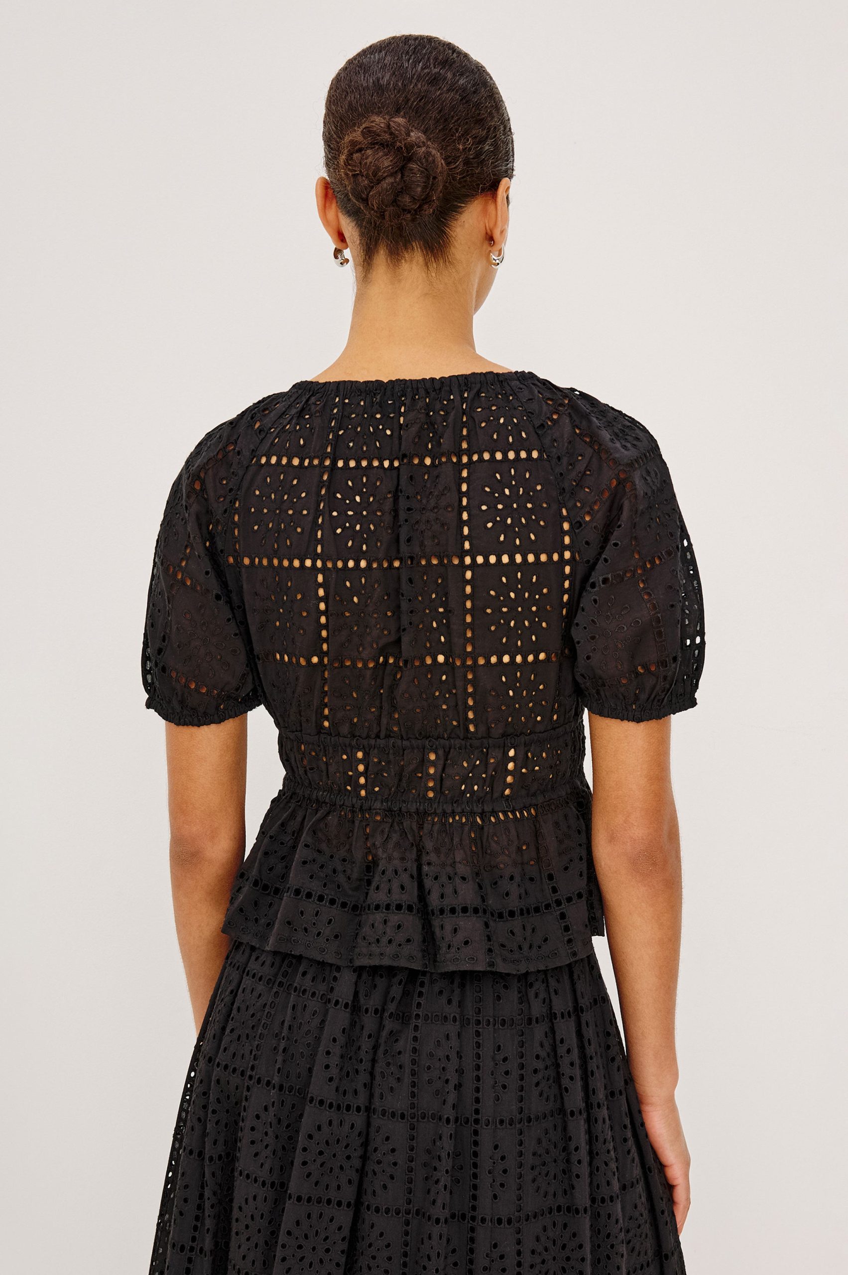ARGENTA TOP - BLACK GRID EMBROIDERY - Image 5