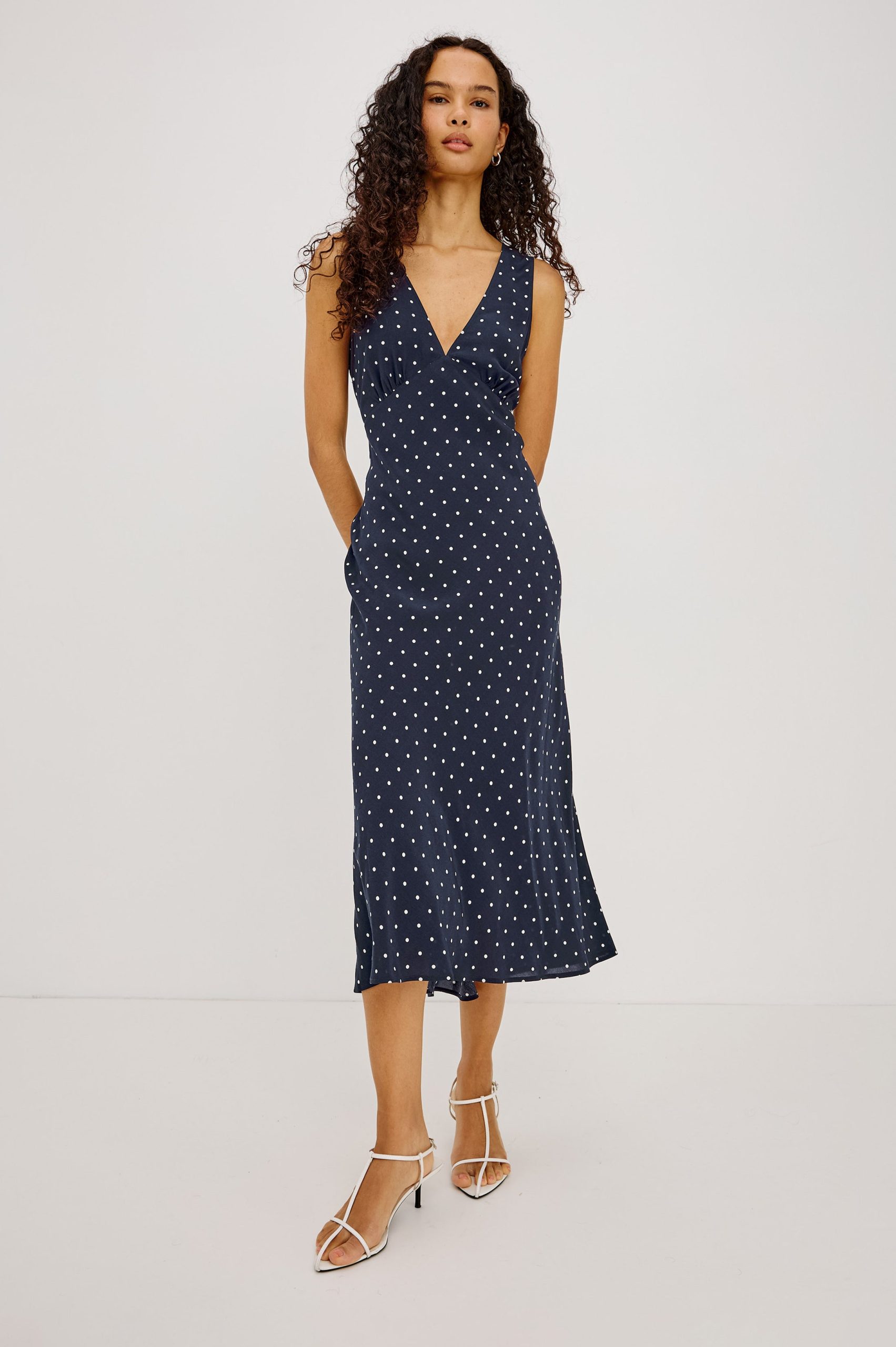 AUDRINA DRESS - NAVY POLKA DOTS - Image 3