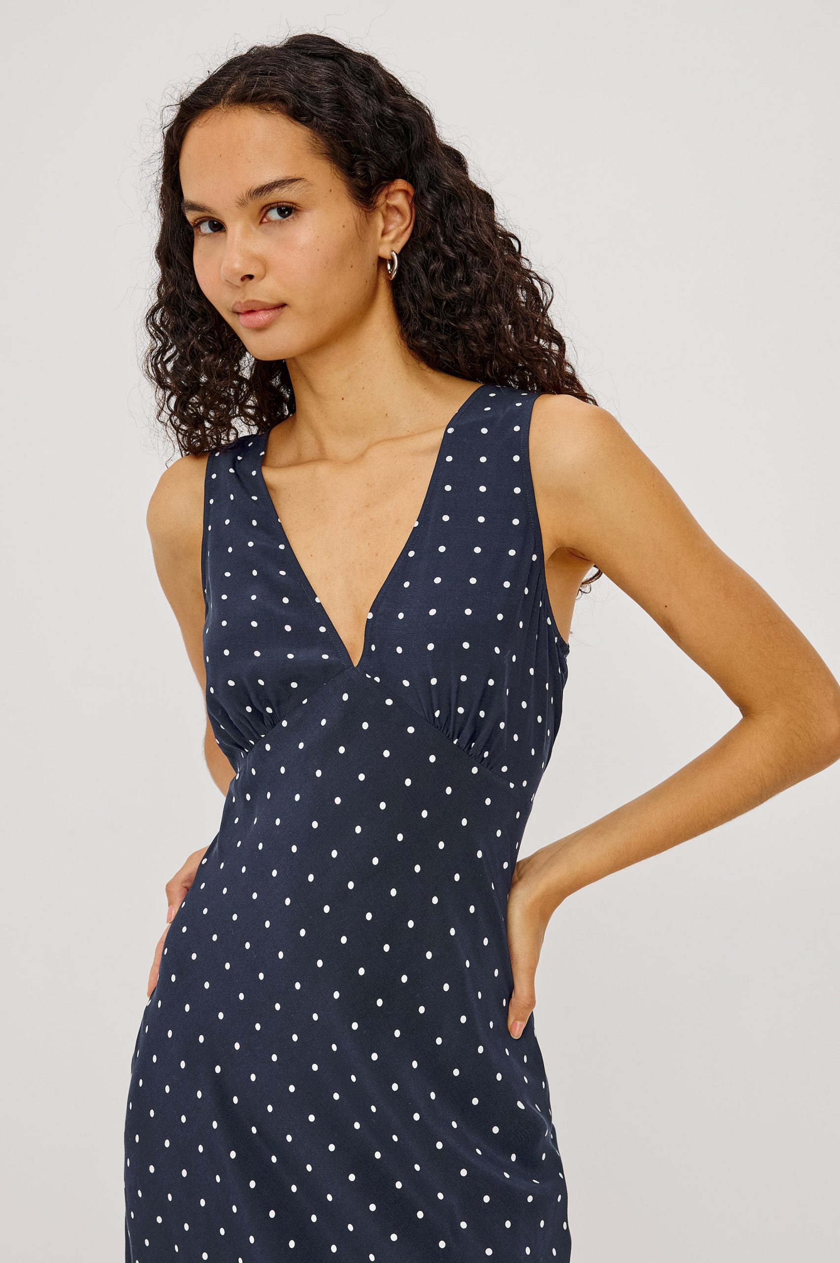 AUDRINA DRESS - NAVY POLKA DOTS - Image 4