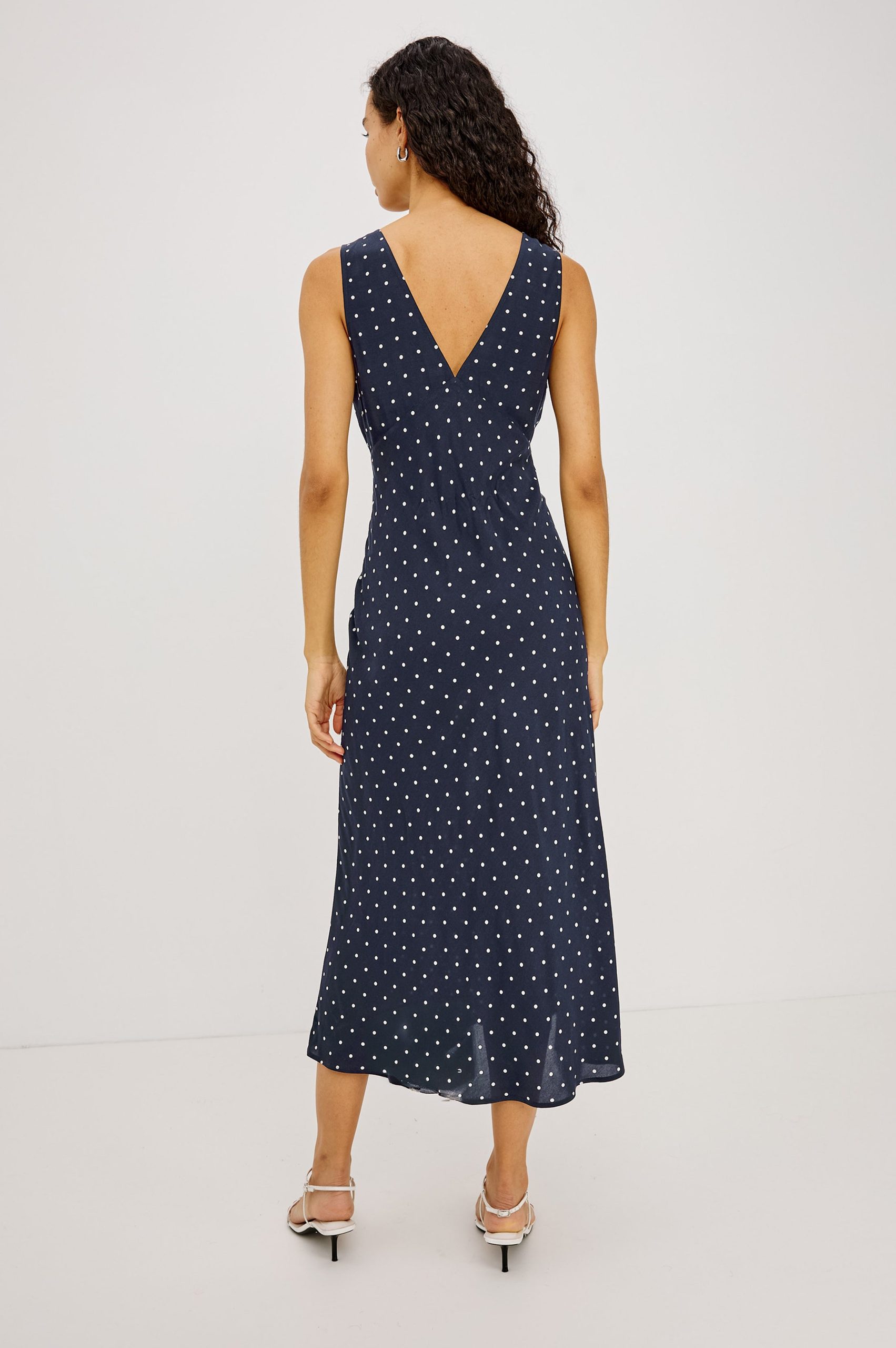AUDRINA DRESS - NAVY POLKA DOTS - Image 5