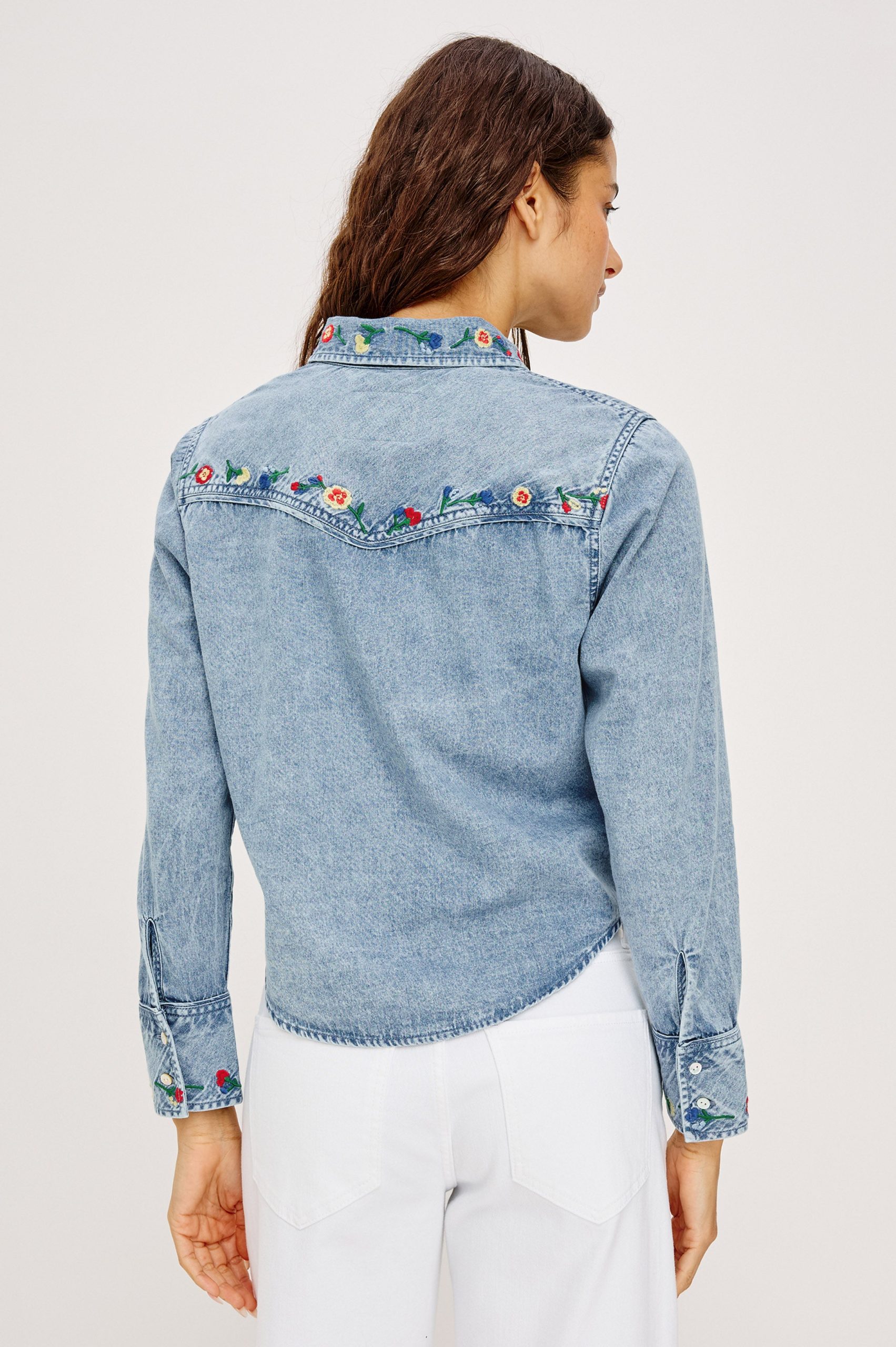 BARI SHIRT - FADED INDIGO FLORAL EMBROIDERY - Image 4