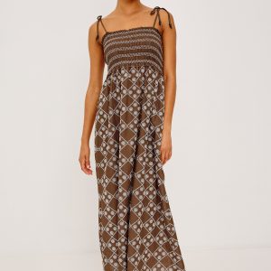 BECCA DRESS - COCOA DAISY EMBROIDERY