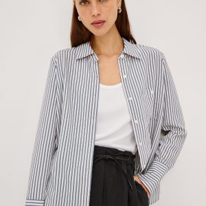 BECK SHIRT - IVORY STEEL BLUE STRIPE