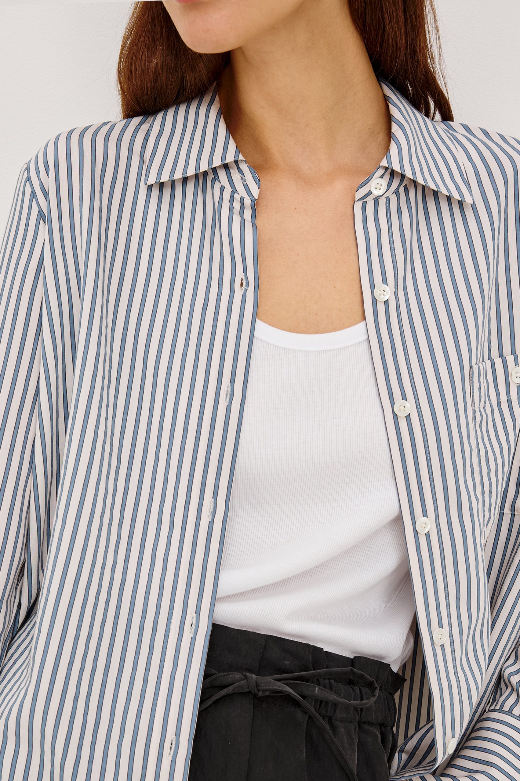 BECK SHIRT - IVORY STEEL BLUE STRIPE - Image 2