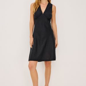 BEX DRESS - BLACK LINEN