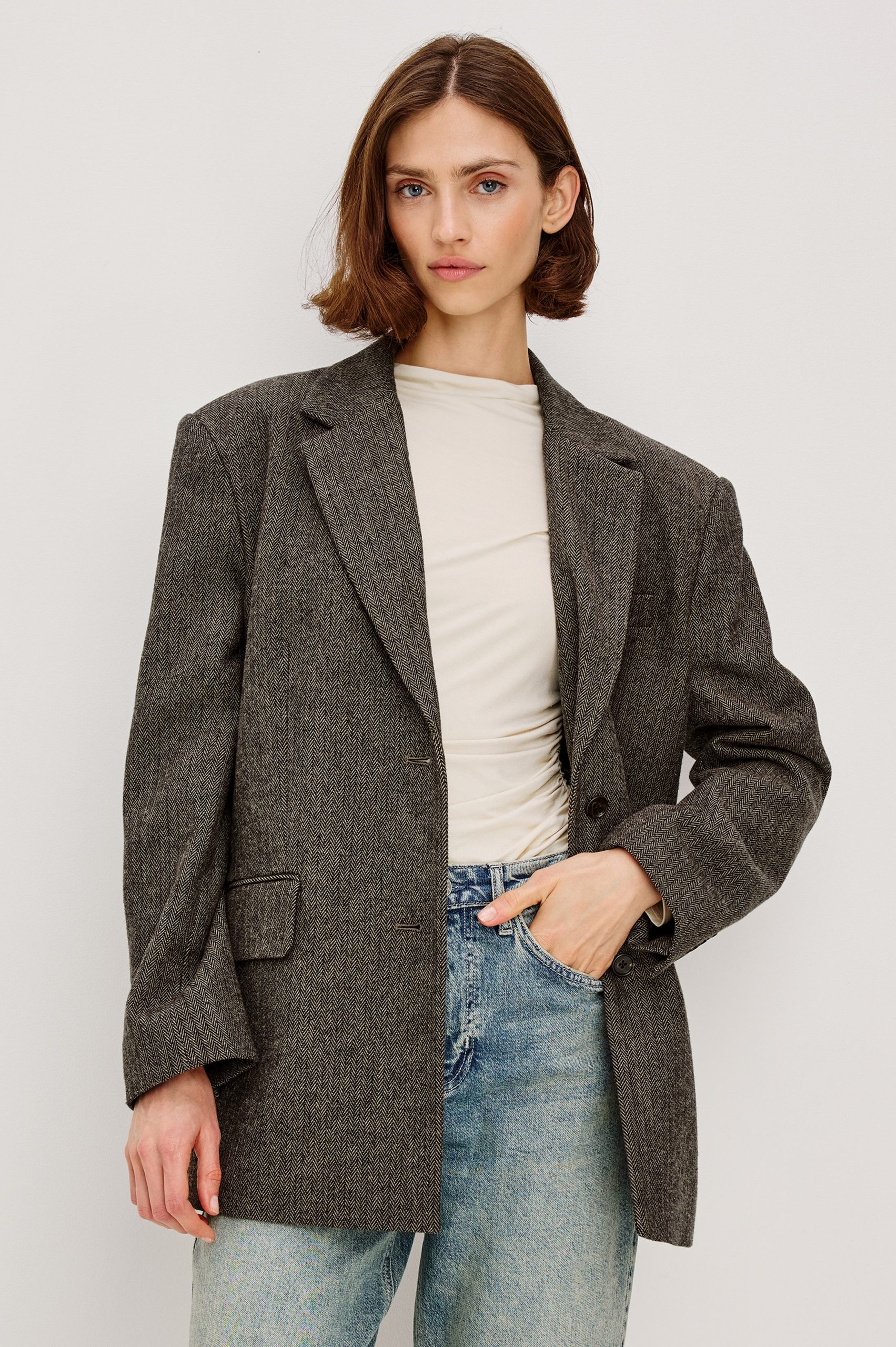 BRIDGES BLAZER - CAMEL BLACK HERRINGBONE