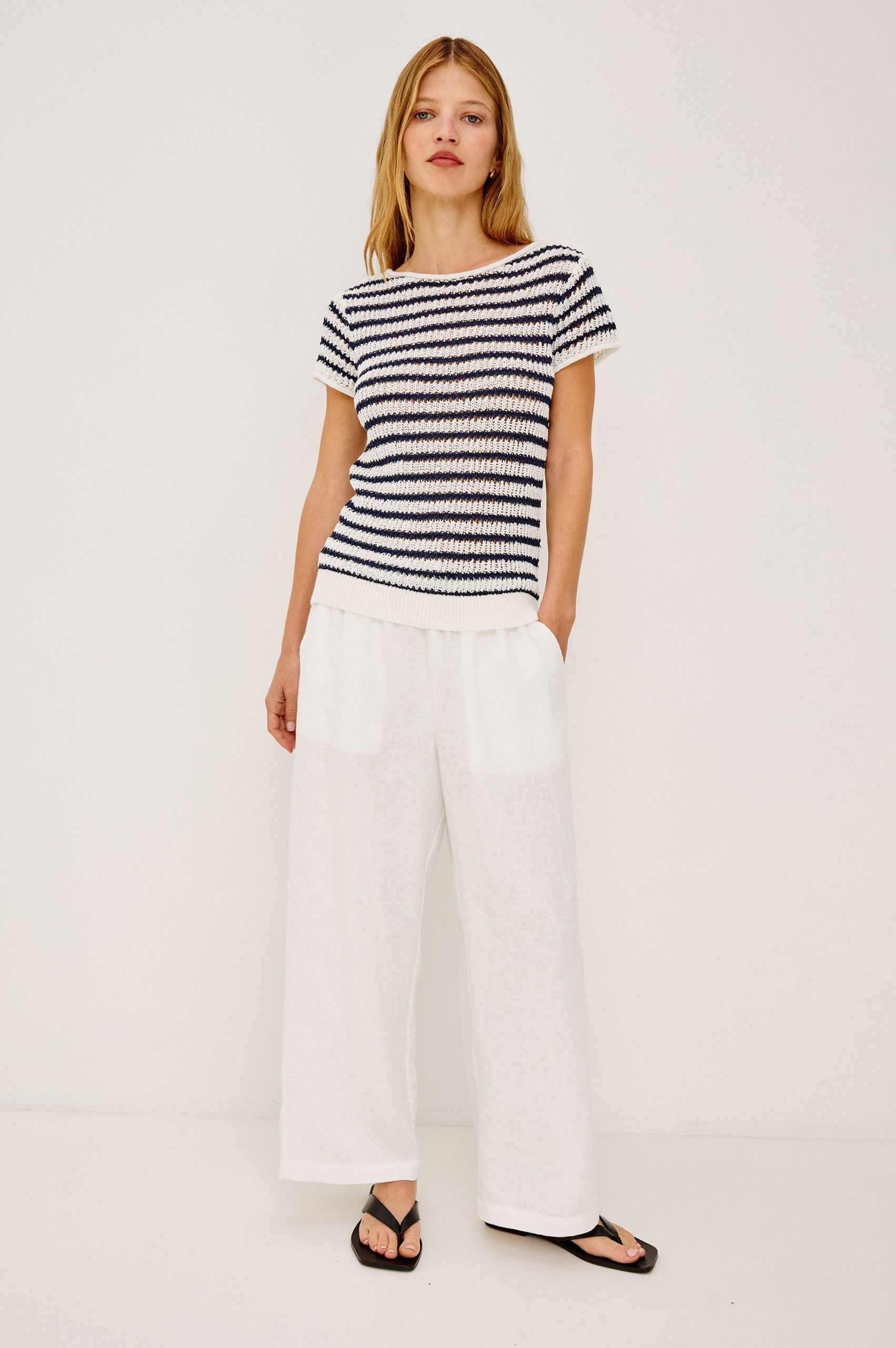 CADY TOP - IVORY INDIGO STRIPE - Image 3
