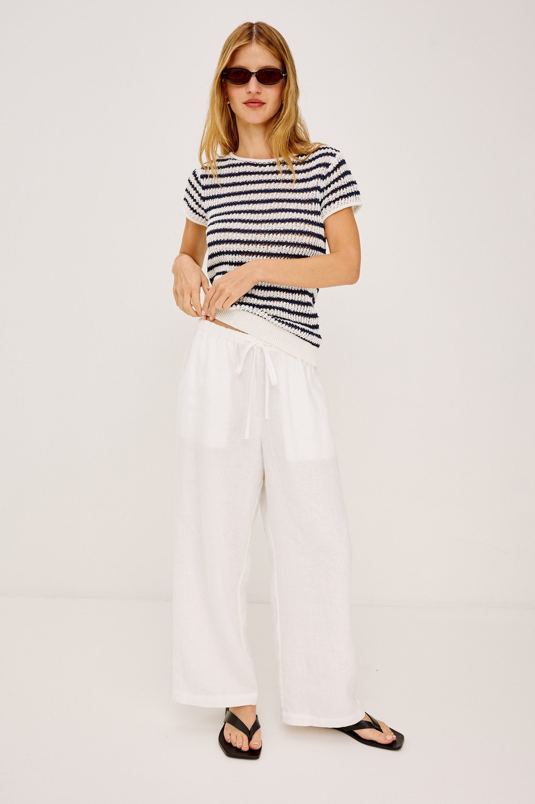 CADY TOP - IVORY INDIGO STRIPE - Image 4