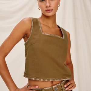 CARBON TOP - SAFARI EMBROIDERED