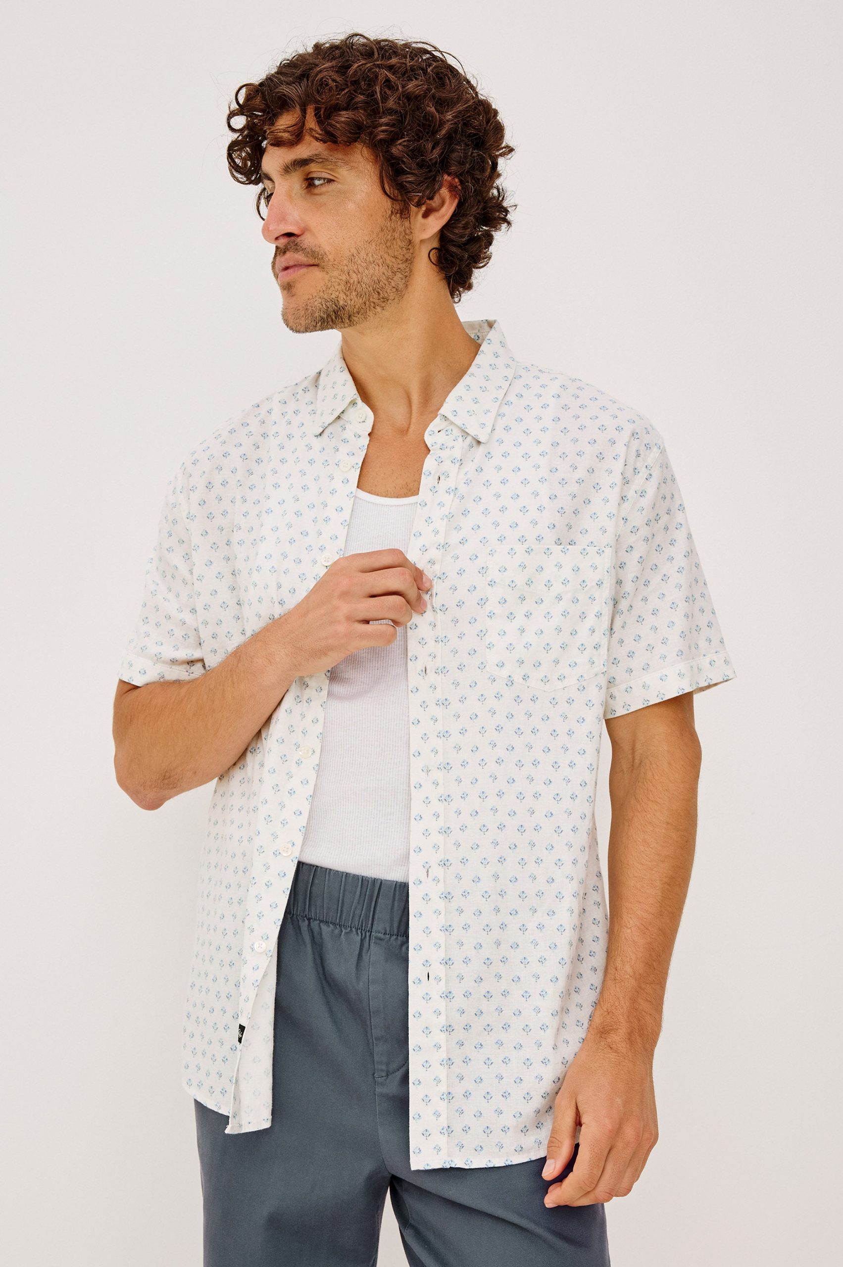 CARSON SHIRT - WHITE BLUE BLOCK