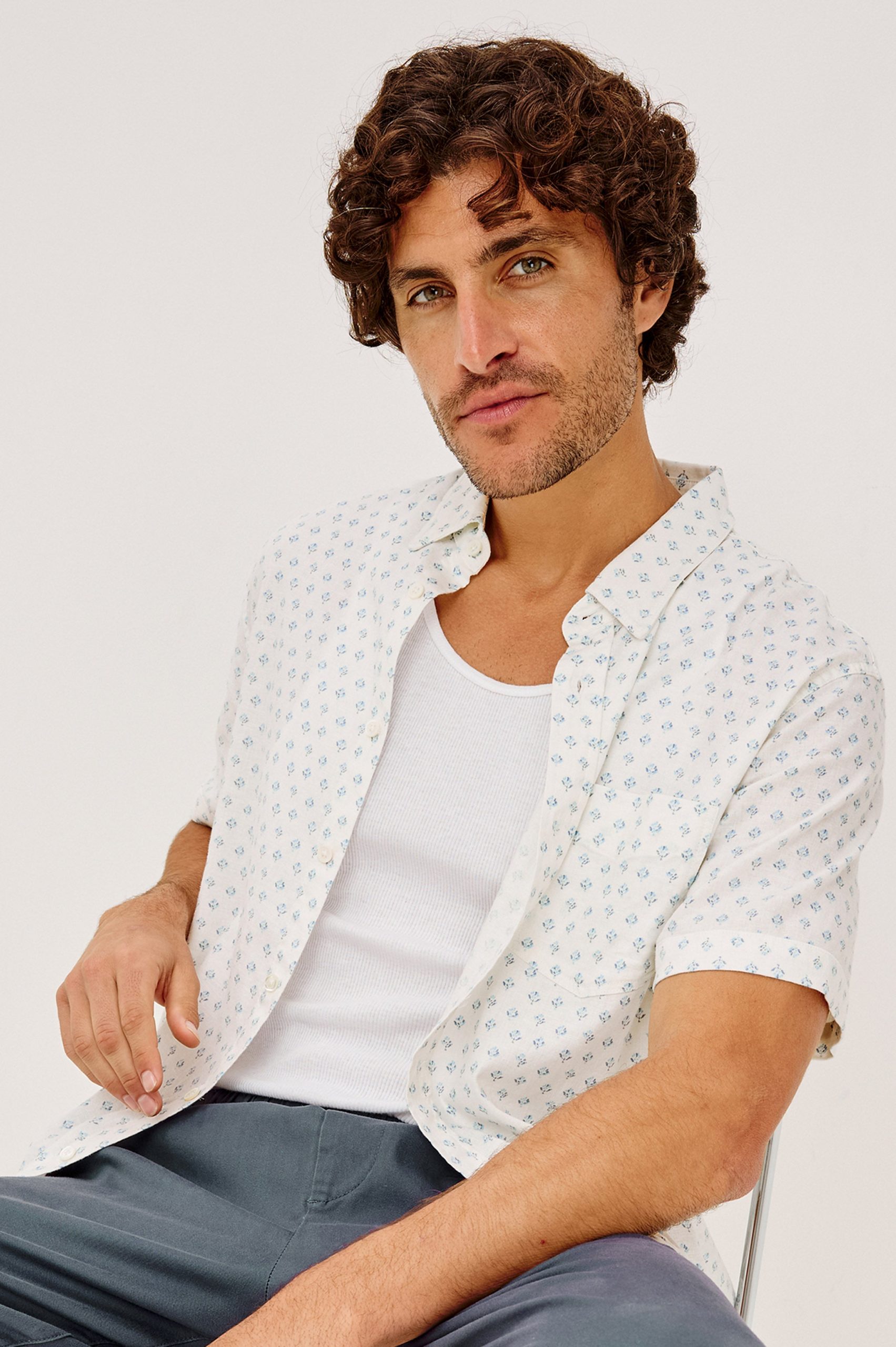 CARSON SHIRT - WHITE BLUE BLOCK - Image 4