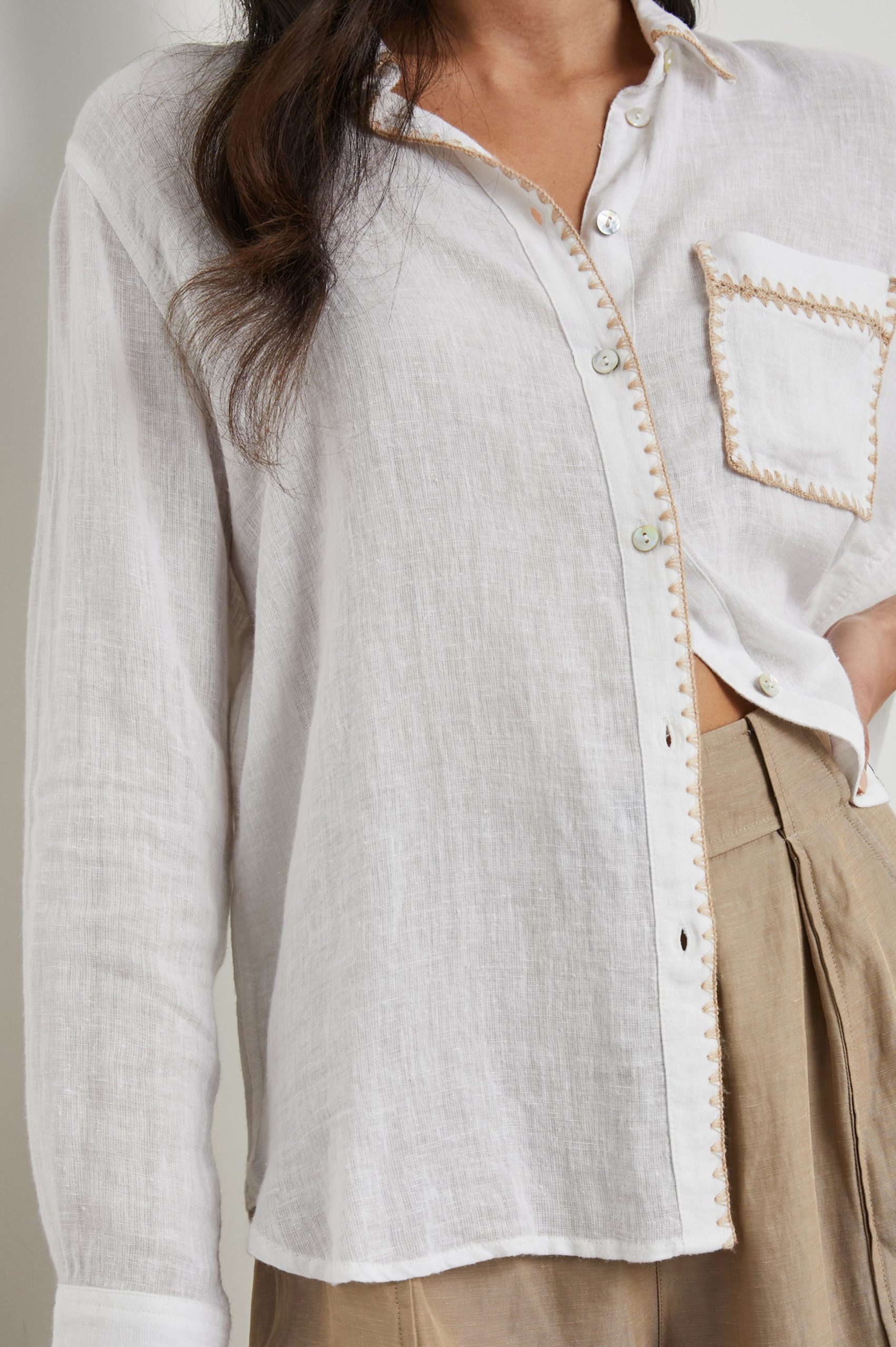 CHARLI SHIRT - WHITE BLANKET STITCH - Image 2