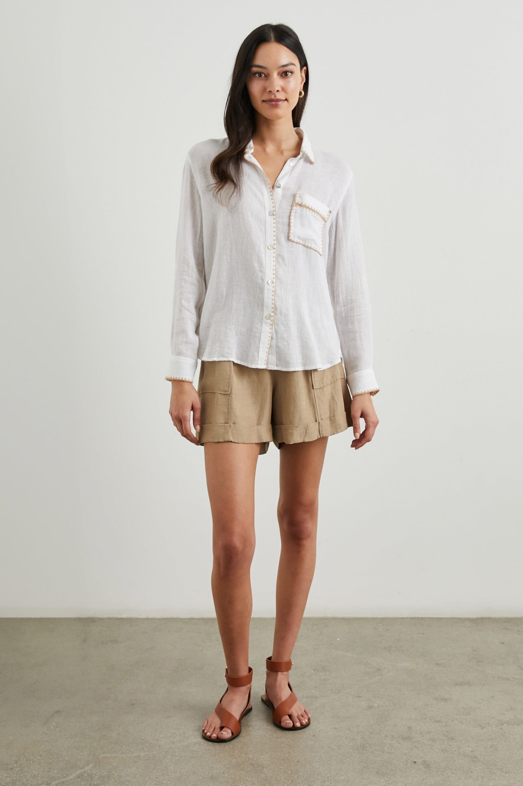 CHARLI SHIRT - WHITE BLANKET STITCH - Image 3