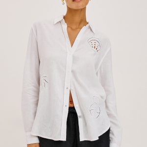 CHARLI SHIRT - WHITE SEASHELLS