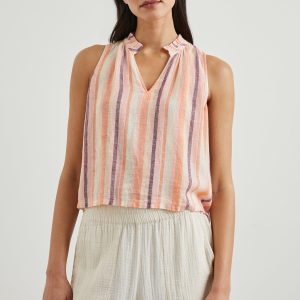 CHRISTY TOP - PAPAYA STRIPE