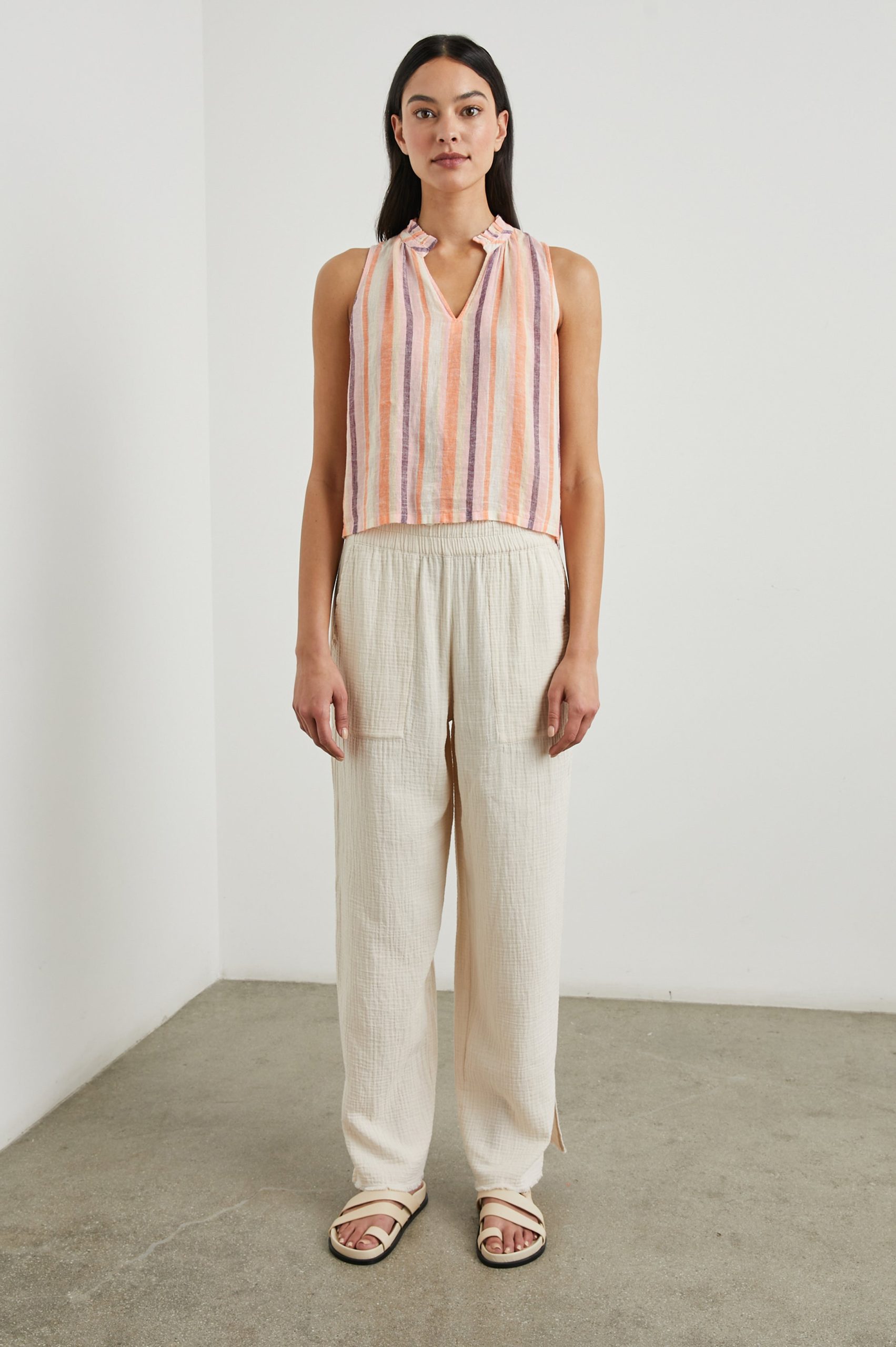 CHRISTY TOP - PAPAYA STRIPE - Image 3