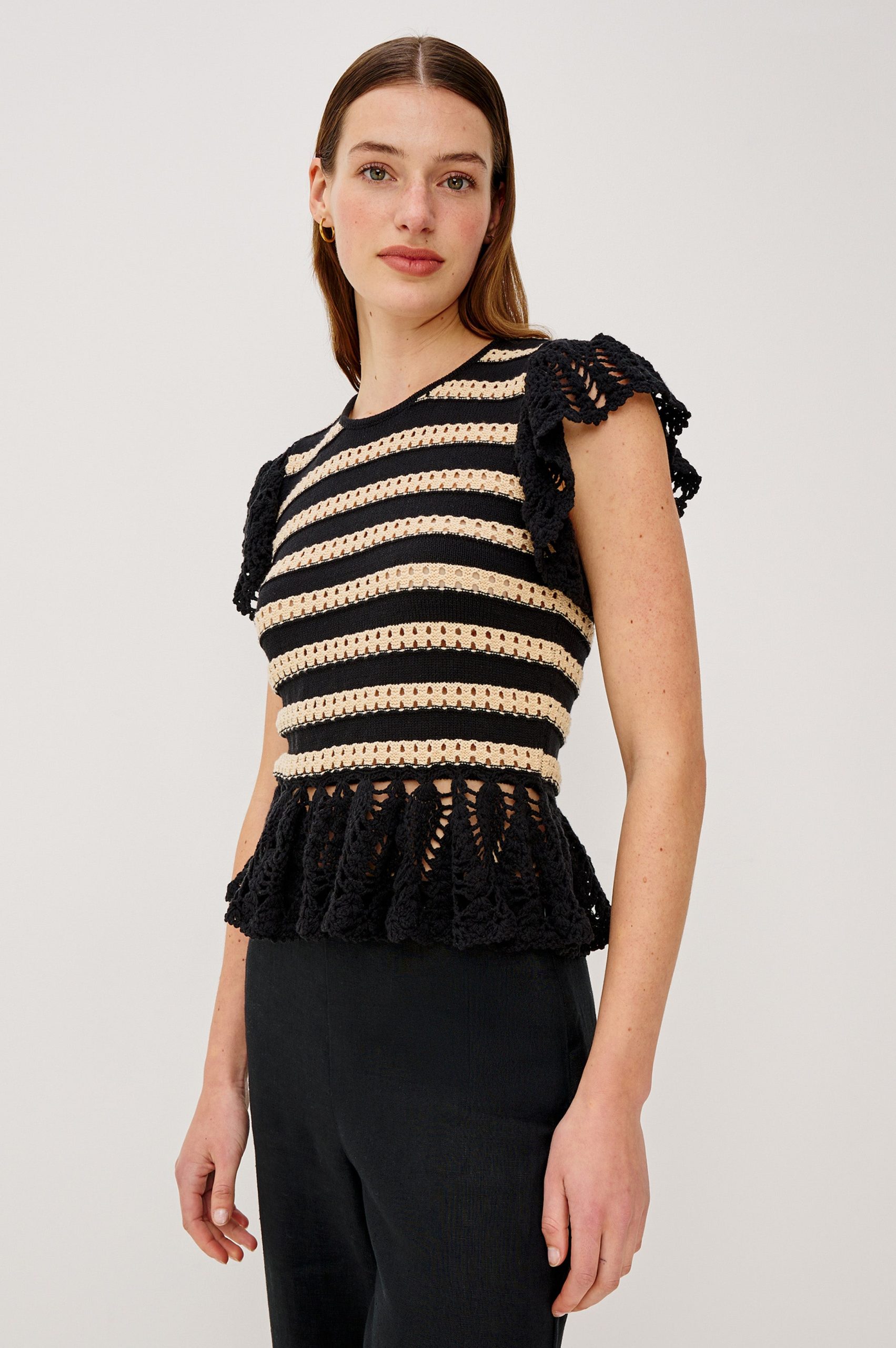 COEN TOP - BLACK OAT STRIPE