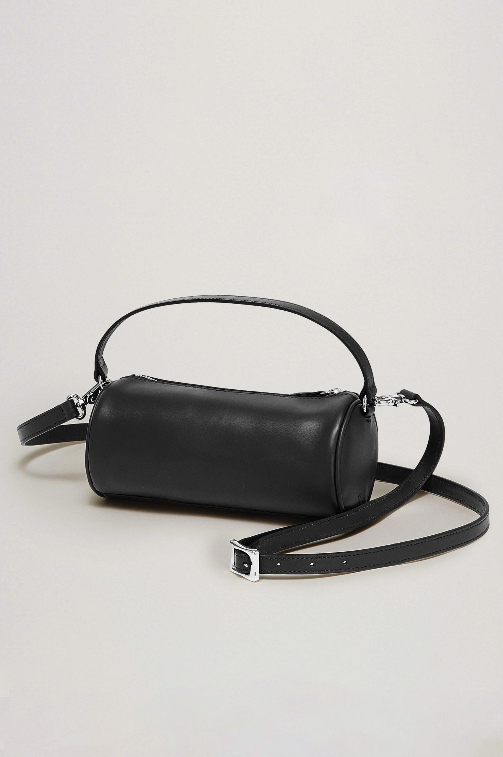 COMO MINI BARREL BAG - BLACK LEATHER