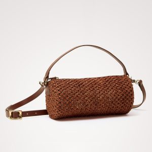 COMO MINI BARREL BAG - COGNAC RAFFIA