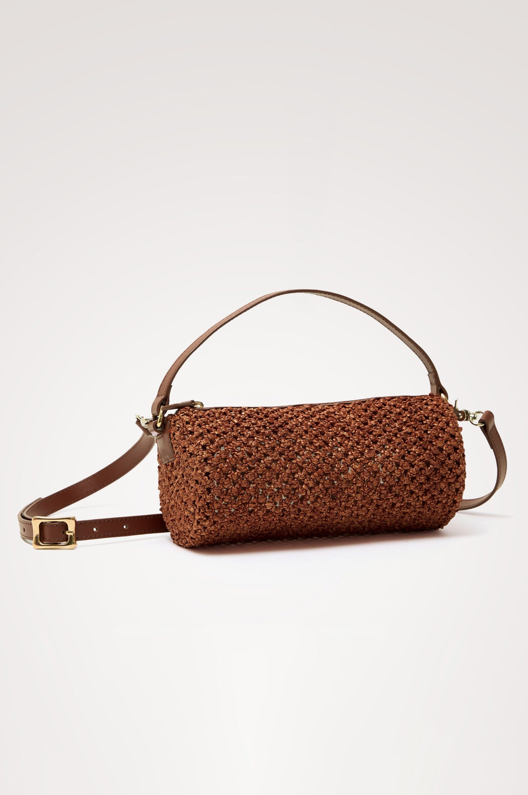 COMO MINI BARREL BAG - COGNAC RAFFIA