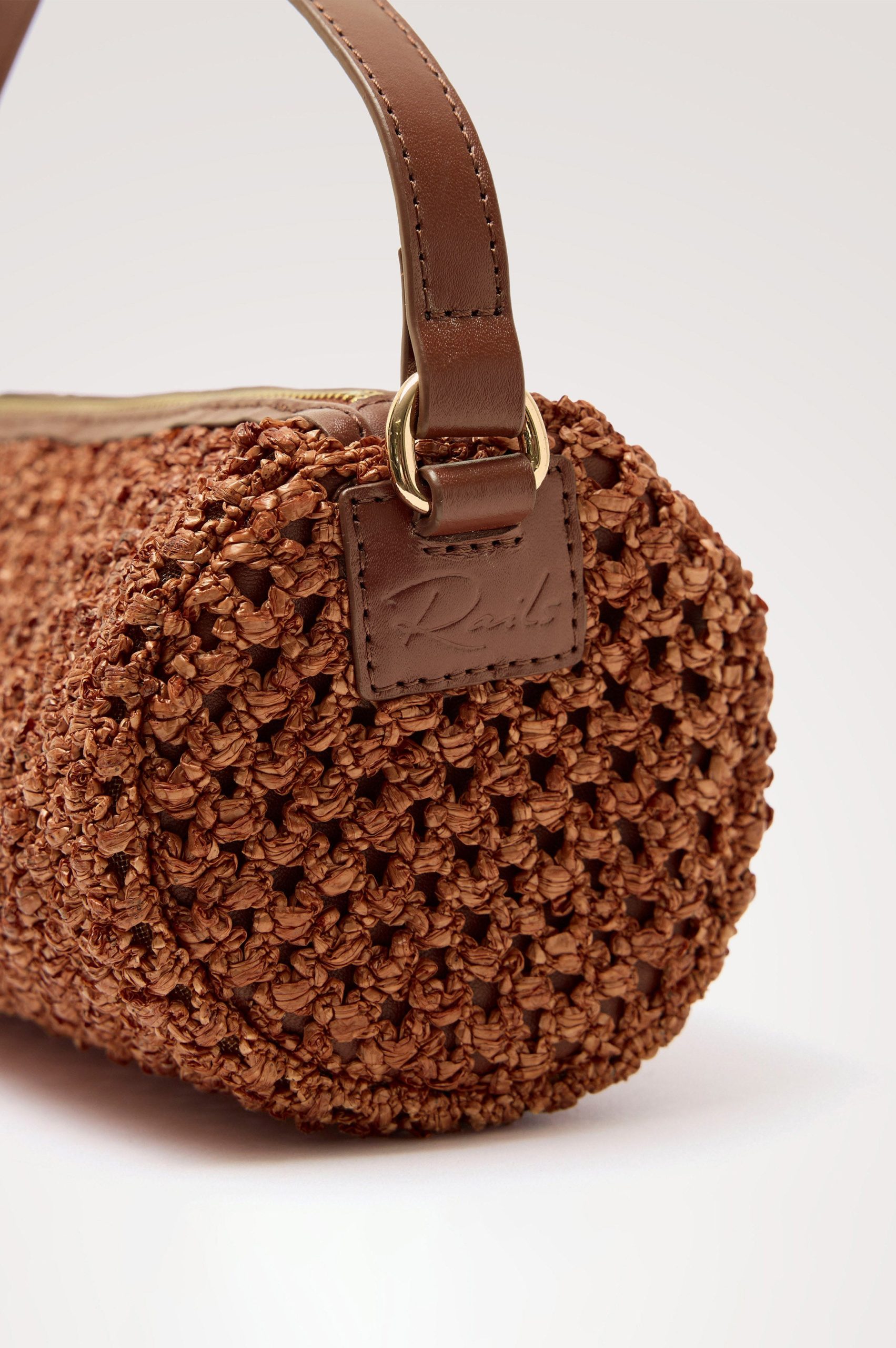 COMO MINI BARREL BAG - COGNAC RAFFIA - Image 2