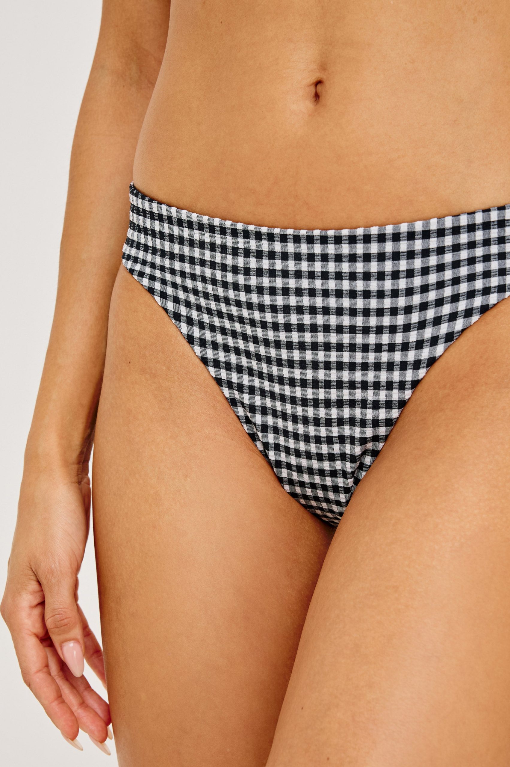 CORISCA BIKINI BOTTOM - BLACK WHITE GINGHAM - Image 2