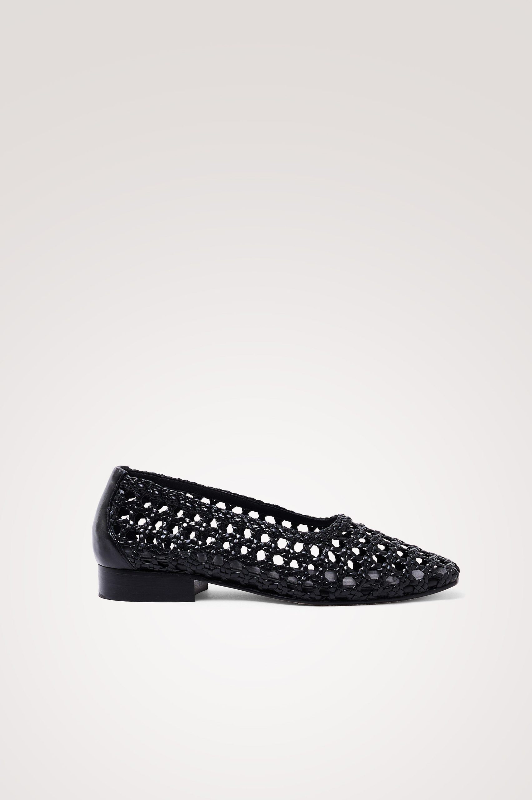 CORTONA WOVEN BALLET FLAT - BLACK LEATHER