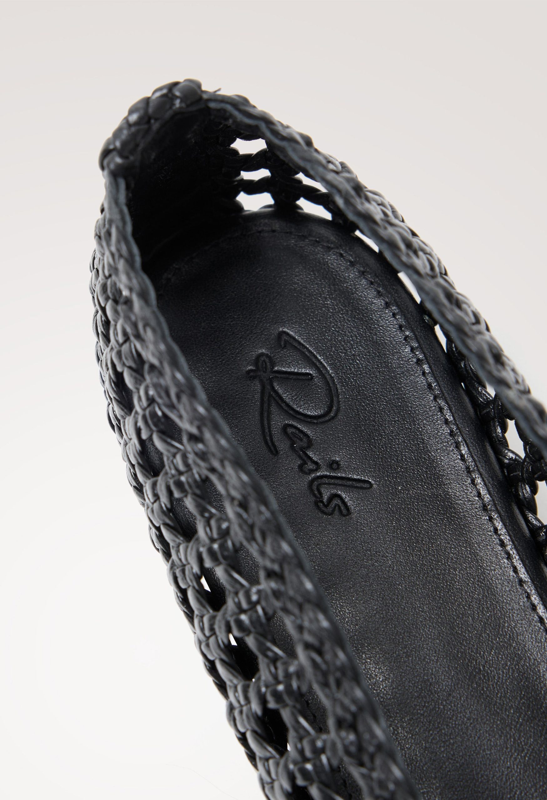 CORTONA WOVEN BALLET FLAT - BLACK LEATHER - Image 2