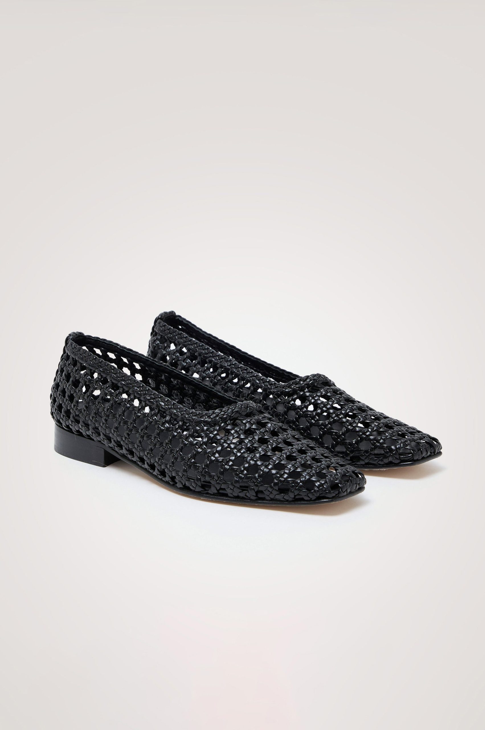 CORTONA WOVEN BALLET FLAT - BLACK LEATHER - Image 3